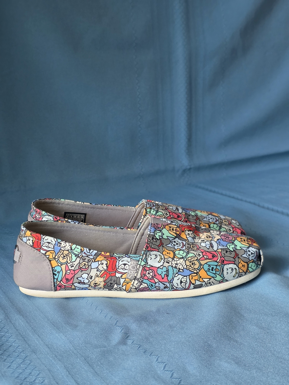 BOBS from Skechers Women’s 9 Multicolor Dog Faces Slip‑On Shoes Memory Foam